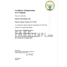 Rwanda fake business registration certificate Word and PDF template