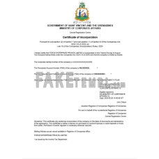 Saint Vincent and the Grenadines fake business registration certificate Word and PDF template