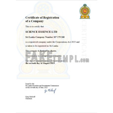 Sri Lanka fake business registration certificate Word and PDF template