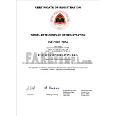 Timor-Leste fake business registration certificate Word and PDF template