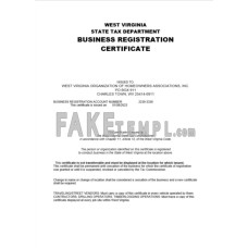 USA West Virginia fake company registration certificate Word and PDF template