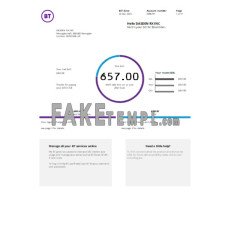 BT telecommunications fake business utility bill Word and PDF template, version 1