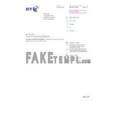 BT fake business utility bill Word and PDF template, 2 pages