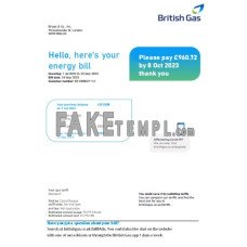 British Gas fake business utility bill Word and PDF template, version 2