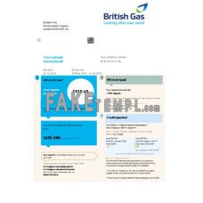 British gas electricity fake business utility bill Word and PDF template