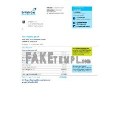 British gas fake business utility bill Word and PDF template