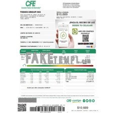 Federal Electricity Commission (CFE) fake business utility bill Word and PDF template, 2 pages