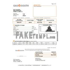 Gas South fake business utility bill Word and PDF template