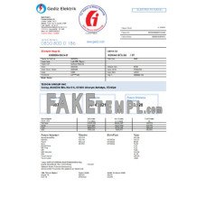 Gediz Elektrik fake business utility bill Word and PDF template