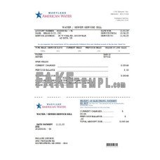 Maryland American Water Co fake business utility bill Word and PDF template