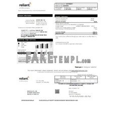 Reliant Energy fake business utility bill Word and PDF template