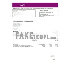 Renfe fake business utility bill Word and PDF template