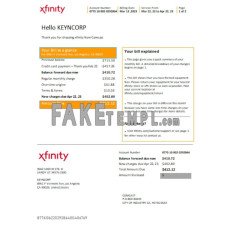 San Francisco Xfinity Comcast fake business utility bill Word and PDF template, 2 pages