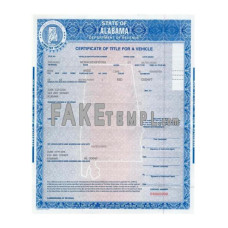 Alabama fake certificate of title of a vehicle (car title) photoshop template PSD