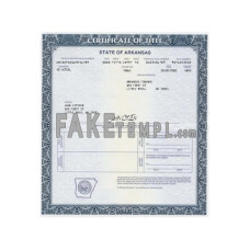 Arkansas fake certificate of title of a vehicle (car title) photoshop template PSD