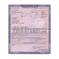 California fake certificate of title of a vehicle (car title) photoshop template PSD