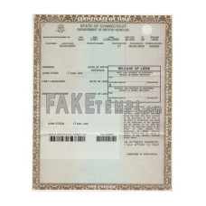 Connecticut fake certificate of title of a vehicle (car title) photoshop template PSD