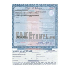 Delaware fake certificate of title of a vehicle (car title) photoshop template PSD