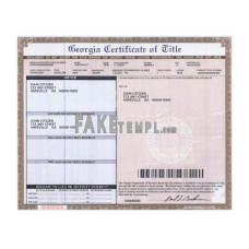 Georgia fake certificate of title of a vehicle (car title) photoshop template PSD