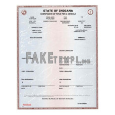 Indiana fake certificate of title of a vehicle (car title) photoshop template PSD