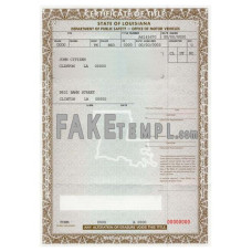 Louisiana fake certificate of title of a vehicle (car title) photoshop template PSD