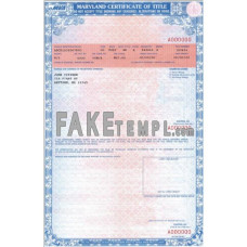 Maryland fake certificate of title of a vehicle (car title) photoshop template PSD