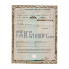 Massachusetts fake certificate of title of a vehicle (car title) photoshop template PSD