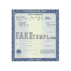 Mississippi fake certificate of title of a vehicle (car title) photoshop template PSD