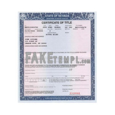 Nevada fake certificate of title of a vehicle (car title) photoshop template PSD