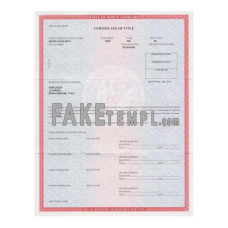 North Carolina fake certificate of title of a vehicle (car title) photoshop template PSD