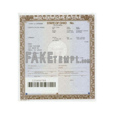 Ohio fake certificate of title of a vehicle (car title) photoshop template PSD