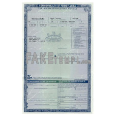 Pennsylvania fake certificate of title of a vehicle (car title) photoshop template PSD