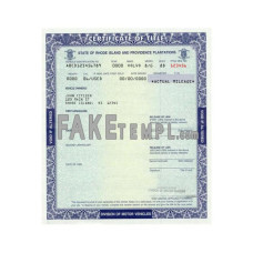 Rhode Island fake certificate of title of a vehicle (car title) photoshop template PSD