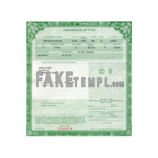 Tennessee fake certificate of title of a vehicle (car title) photoshop template PSD