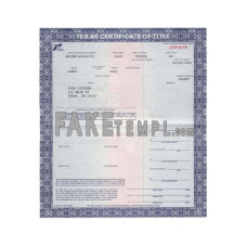 Texas fake certificate of title of a vehicle (car title) photoshop template PSD