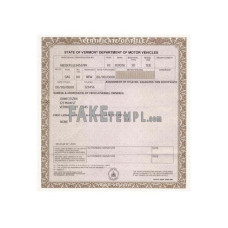 Vermont fake certificate of title of a vehicle (car title) photoshop template PSD