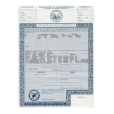 West Virginia fake certificate of title of a vehicle (car title) photoshop template PSD