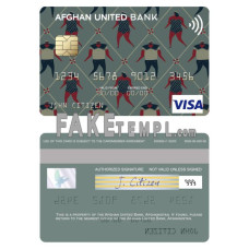 Afghanistan Afghan United Bank fake visa card photoshop template PSD