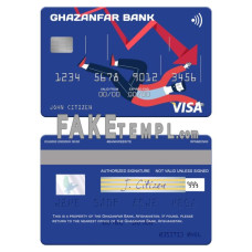 Afghanistan Ghazanfar Bank fake visa card photoshop template PSD