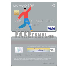 Afghanistan Maiwand Bank fake visa card photoshop template PSD