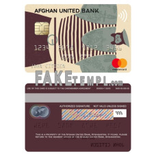 Afghanistan United Bank fake mastercard photoshop template PSD