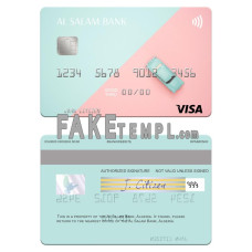 Algeria Al Salam Bank fake visa card photoshop template PSD