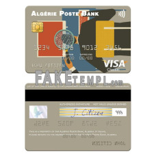 Algeria Algérie Poste Bank fake visa card photoshop template PSD