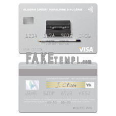 Algeria Crédit Populaire d’Algérie fake visa card photoshop template PSD