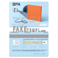 Andorra Banca Privada d’Andorra (BPA) fake visa card photoshop template PSD