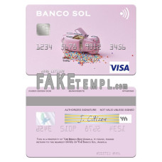 Angola Banco Sol fake visa card photoshop template PSD