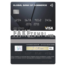 Antigua and Barbuda Global Bank of Commerce fake visa card photoshop template PSD