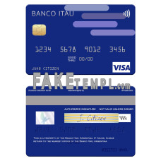 Argentina Banco Itaú fake visa card photoshop template PSD