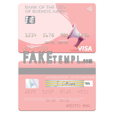 Argentina Bank of the City of Buenos Aires fake visa card photoshop template PSD