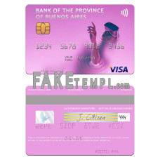 Argentina Bank of the Province of Buenos Aires fake visa card photoshop template PSD